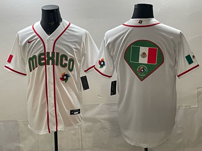 Men 2026 World Cub Mexico Blank White Game Nike MLB Jersey style 0015
